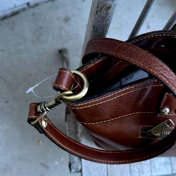 Patricia Nash CARDUCCI Leather Tote POCKET bag in Cognac - Picture 5 of 11